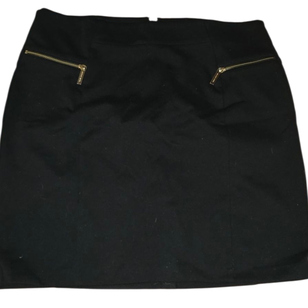 Michael Kors Black Mini Skirt with Gold Zippers